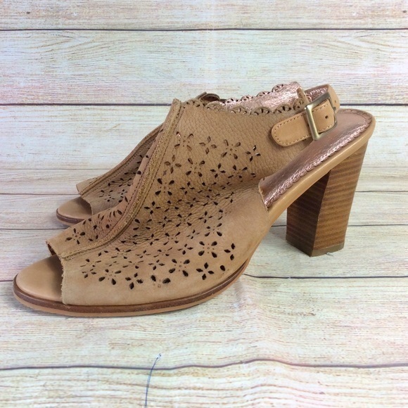 Anthropologie Miss Albright Ankle Boot Peep Toe Laser Cutout Brown Size
